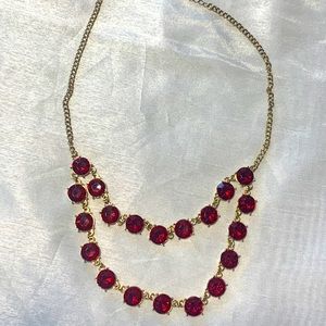 ICING Double Chain Circle Red Ruby Necklace